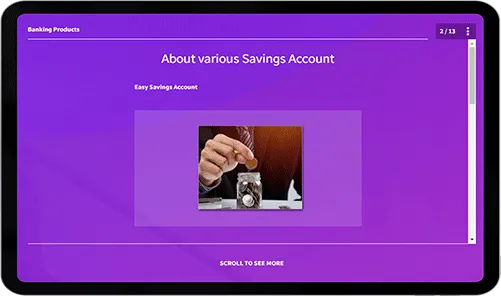 Screenshot of a microlearning course on banking products